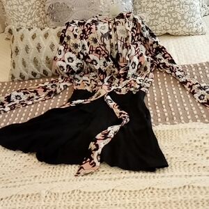 Miss Selfridge Black and Pink Floral Romper NWT